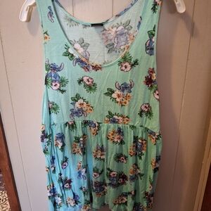 Disney Stitch Floral Print Tank Top - Green